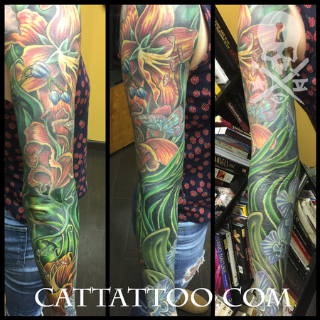 Tattoos - Orchids Lillies and Butterflies - 128146